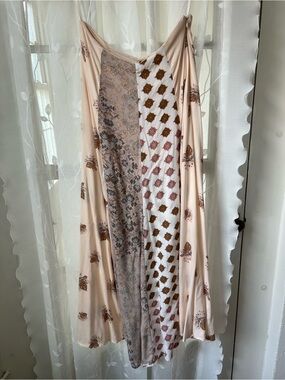 Free People Pale Blush Patchwork Floral Maxi Skirt